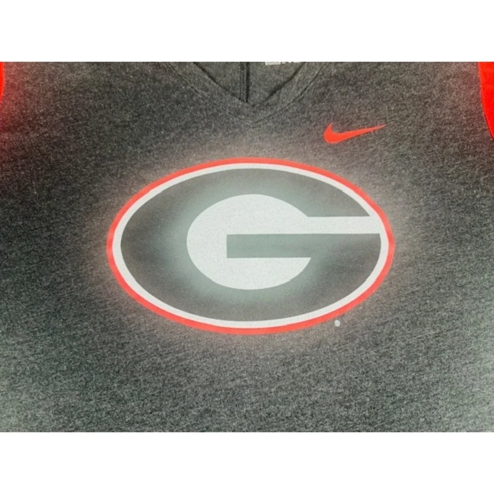 Georgia Bulldogs Nike T-Shirt Youth Girls Med Charcoal Grey V-Neck Short Sleeve